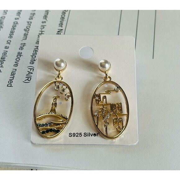 Earrings Ornate Asian Simplistic Earrings Travel - Picture 1 of 4
